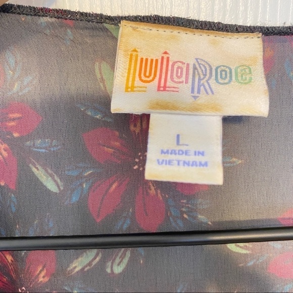 Lularoe beach coverup floral fringe waterfall open shirt size large - Picture 4 of 6